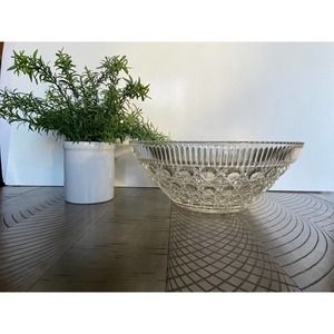 Vintage Indiana Glass Windsor Button and Cane Glass Serving Bowl